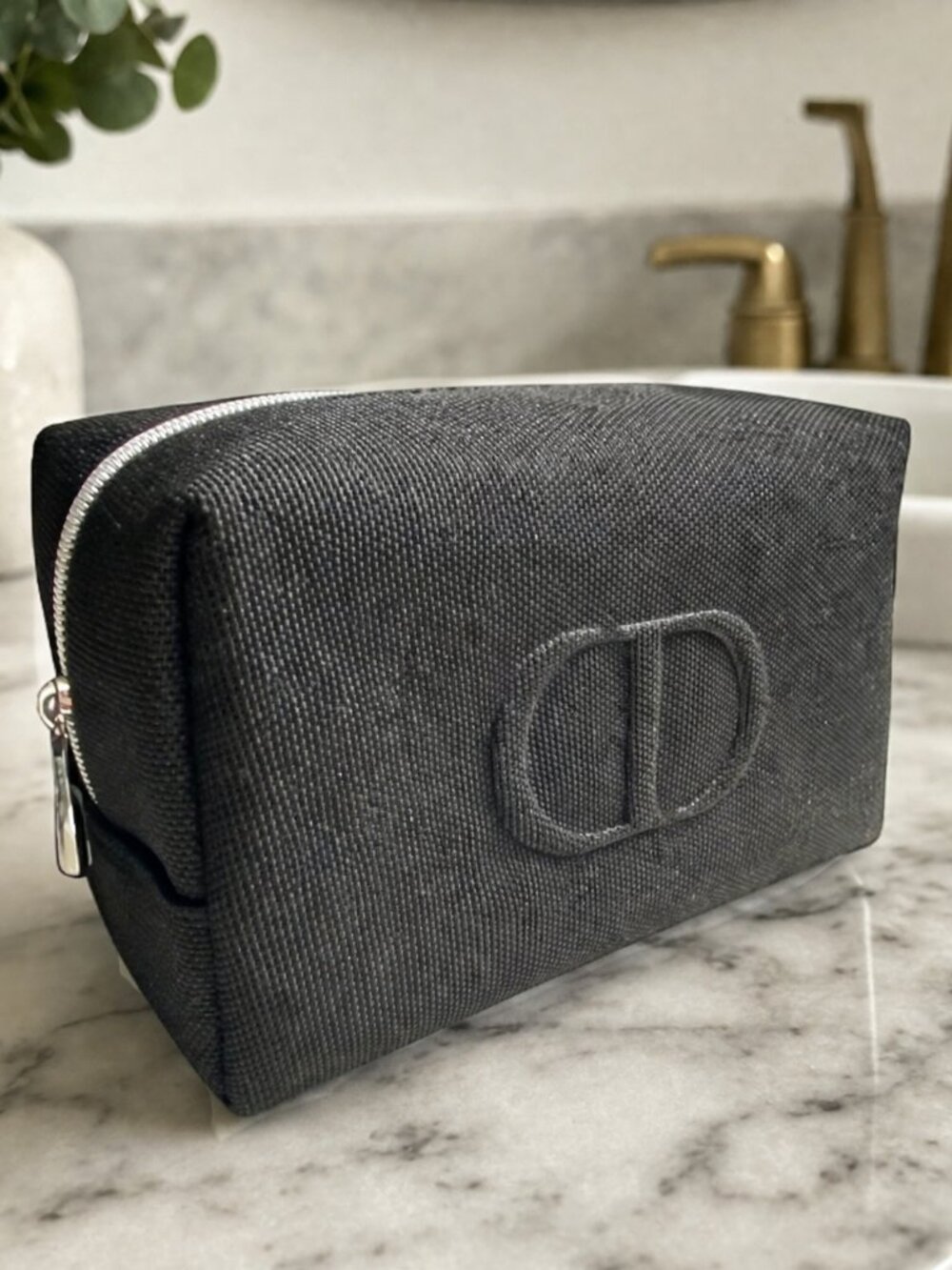 Christian Dior Beauté Black Denim Makeup Bag w/ Box
